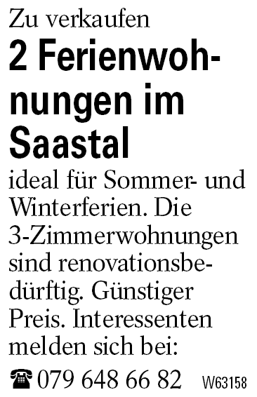 2 Ferienwohnungen im Saastal