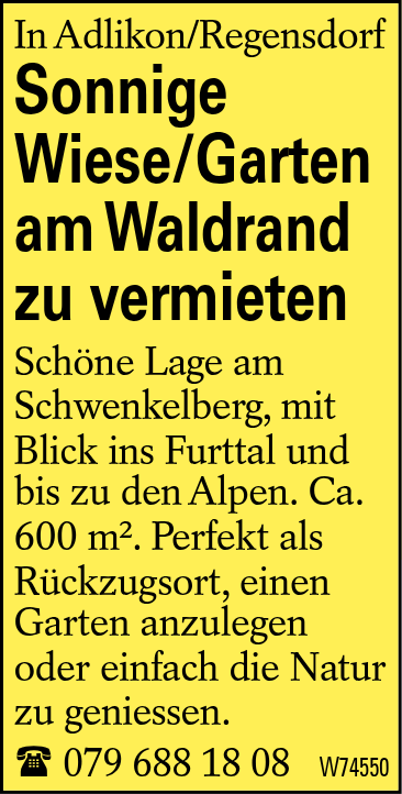 Sonnige Wiese/Garten am Waldrand zu vermieten