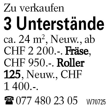 3 Unterstände