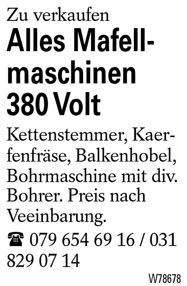 Alles Mafellmaschinen 380 Volt