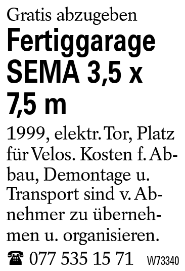 Fertiggarage SEMA 3,5 x 7,5 m