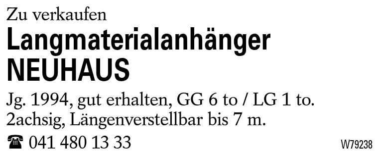 Langmaterialanhänger NEUHAUS
