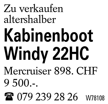 Kabinenboot Windy 22HC