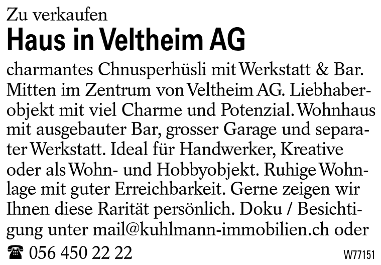 Haus in Veltheim AG