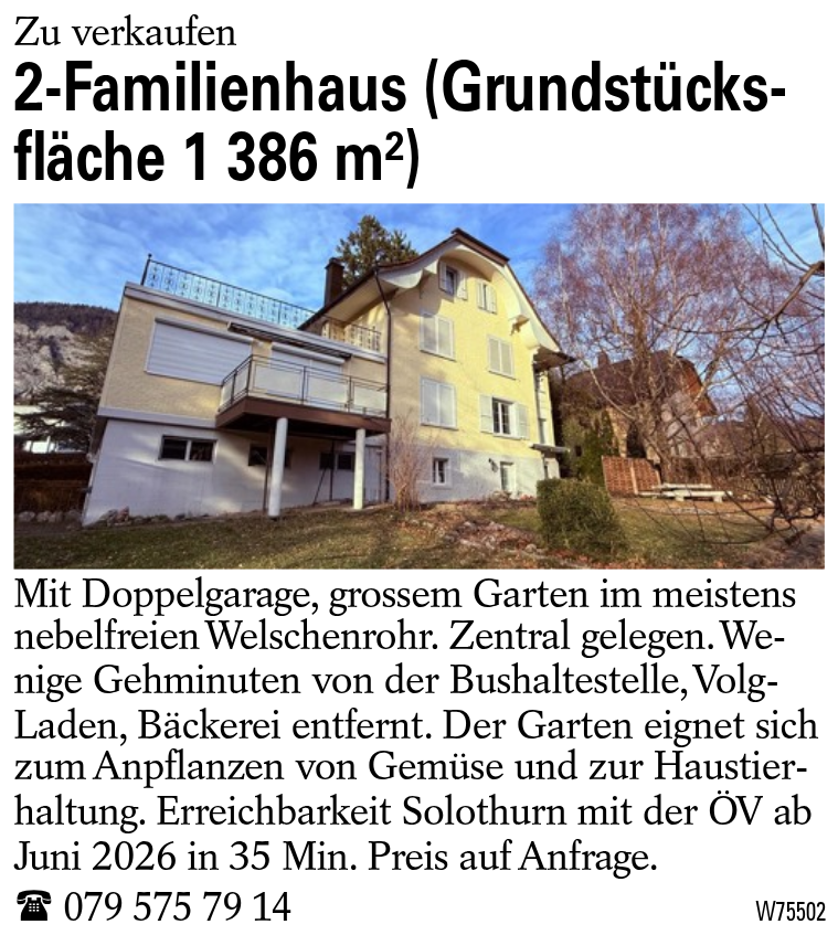 2-Familienhaus (Grundstücksfläche 1 386 m^2)
