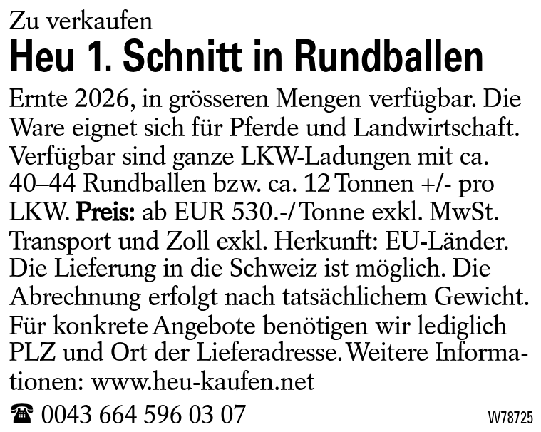 Heu 1. Schnitt in Rundballen