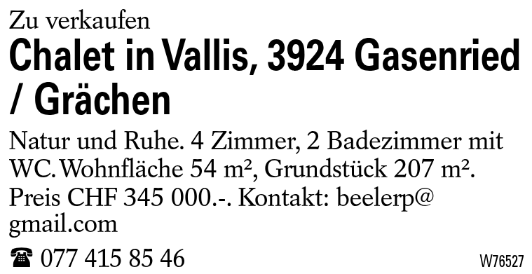 Chalet in Vallis, 3924 Gasenried / Grächen