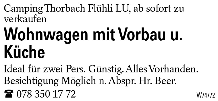 Wohnwagen mit Vorbau u. Küche