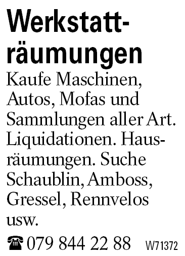 Werkstatt-                räumungen