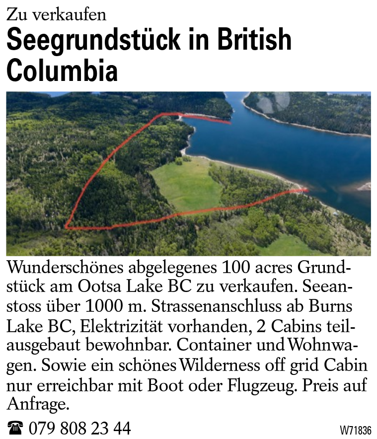 Seegrundstück  in </B> British Columbia