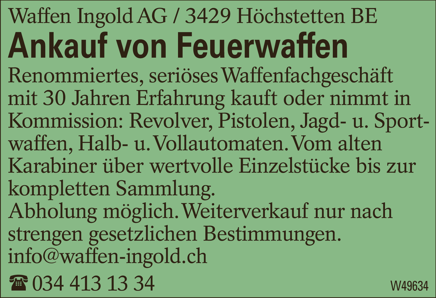 Ankauf von Feuerwaffen