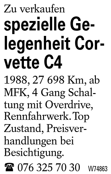 spezielle Gelegenheit Corvette C4
