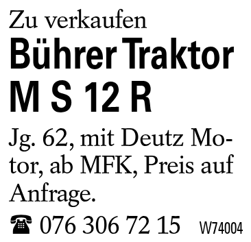 Bührer Traktor M S 12 R