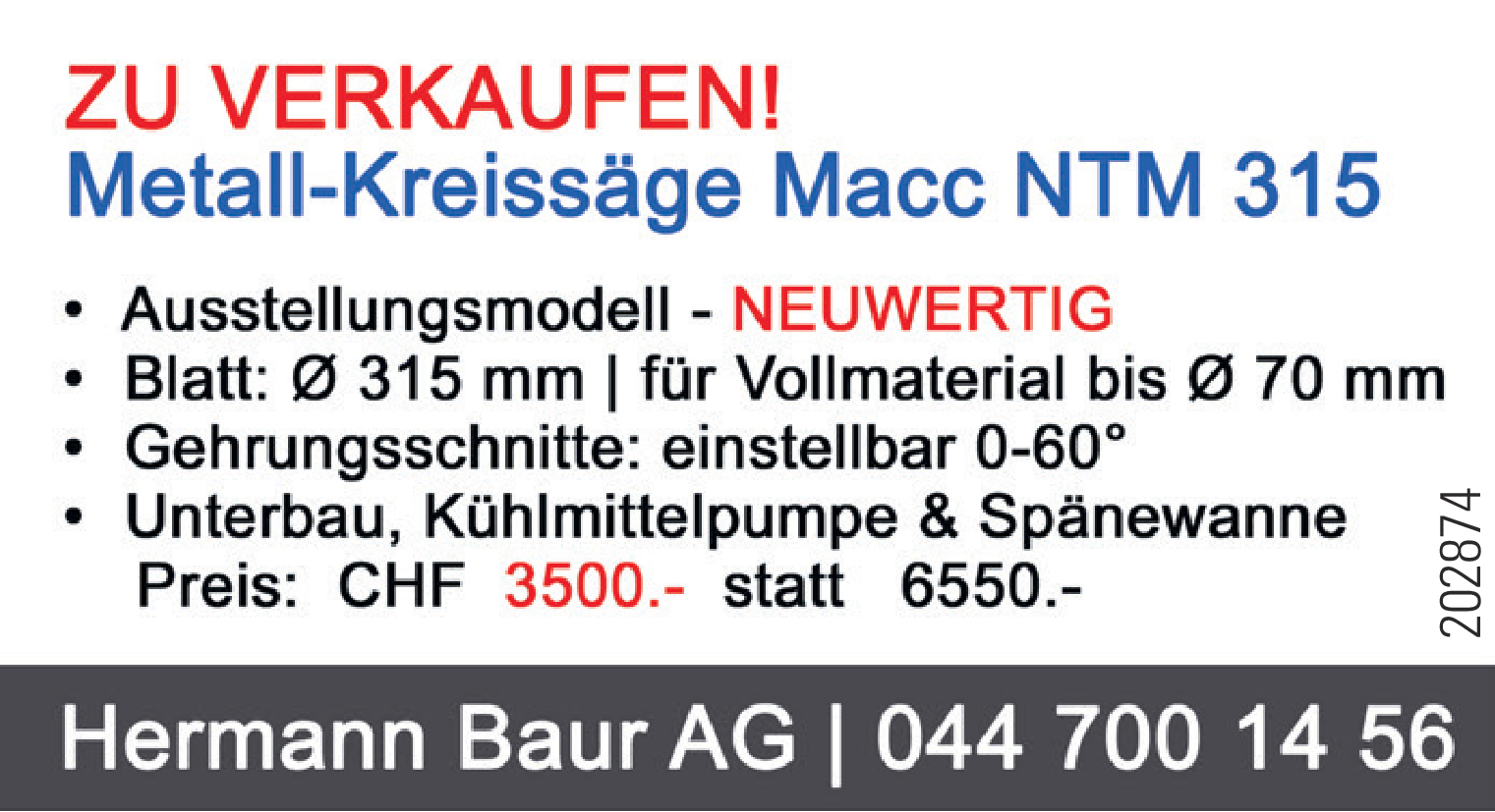 Metall-Kreissäge Macc NTM 315