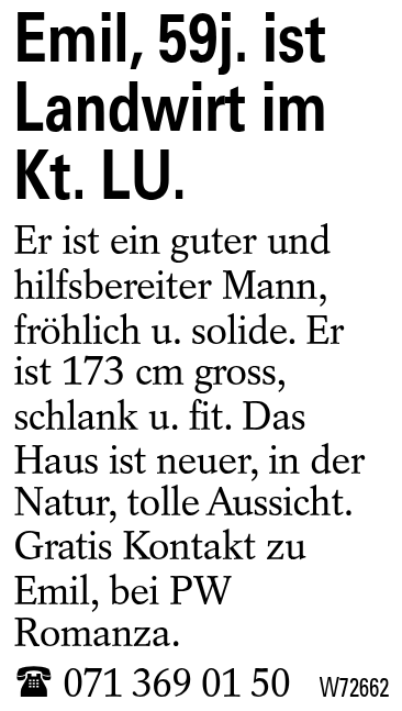 Emil, 59j. ist  Landwirt im Kt. LU.