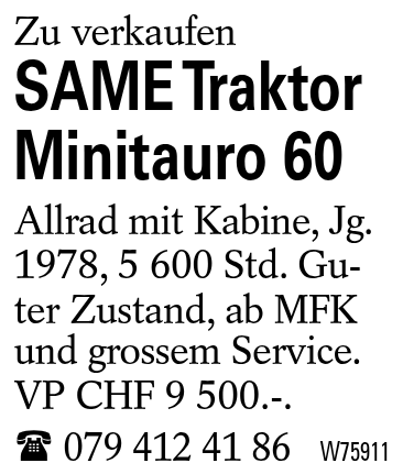 SAME Traktor Minitauro 60