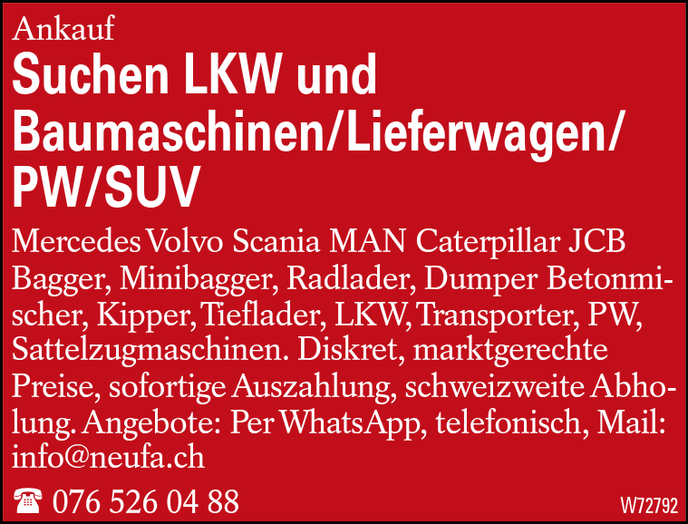 Suchen LKW und Baumaschinen/Lieferwagen/PW/SUV