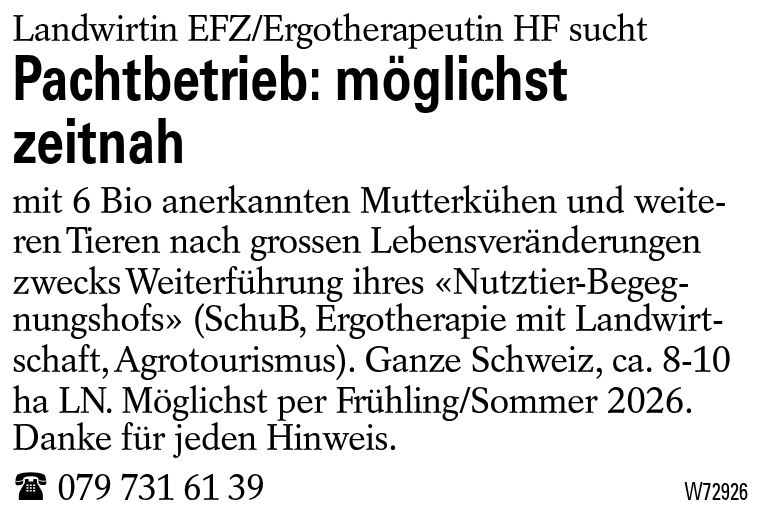 Pachtbetrieb: möglichst zeitnah