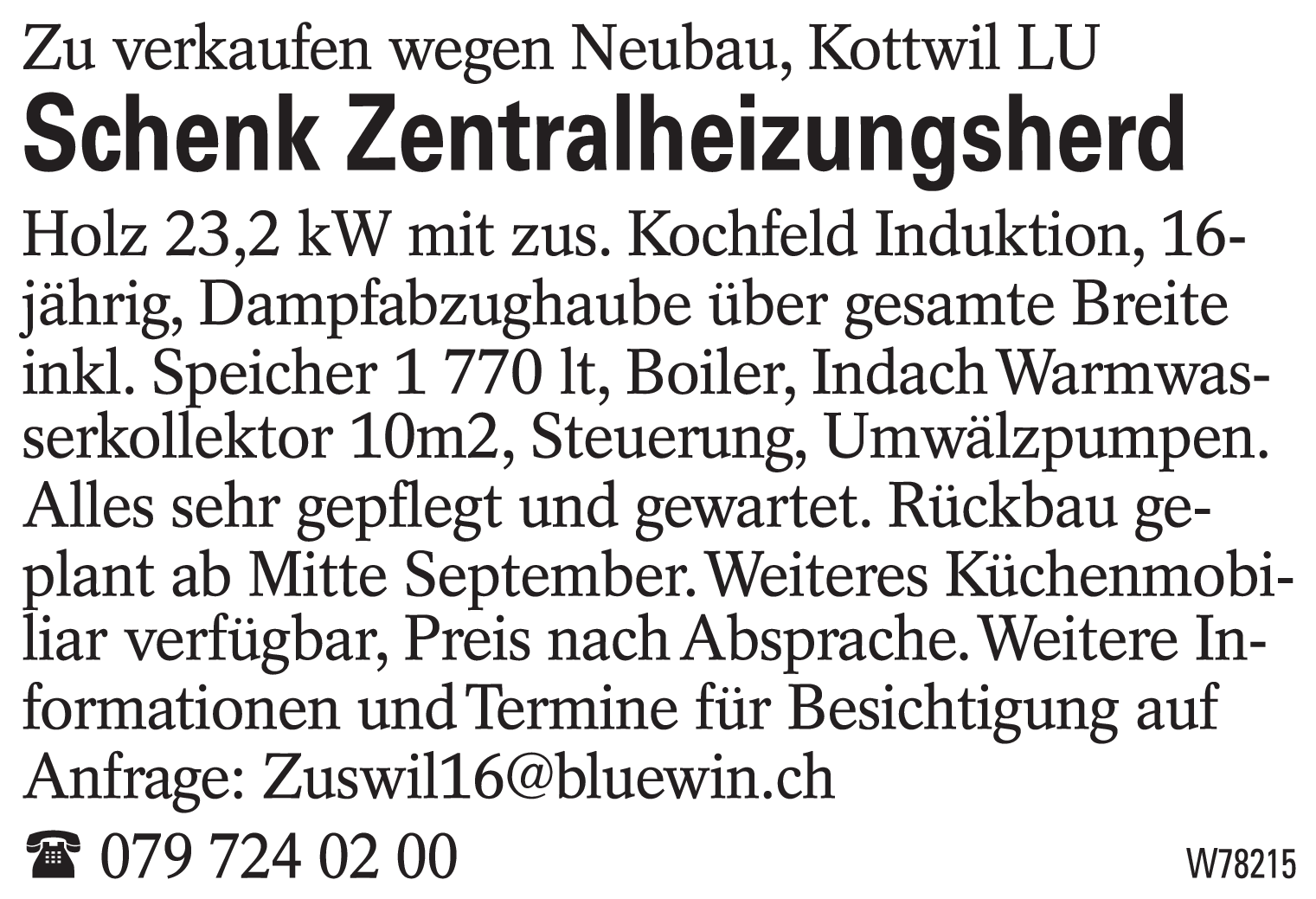 Schenk Zentralheiszungsherd