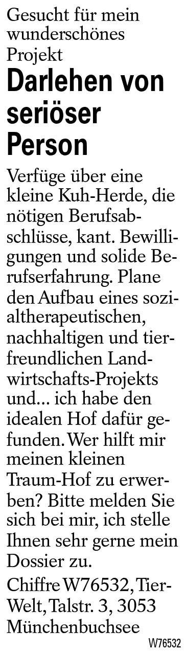 Darlehen von seriöser Person