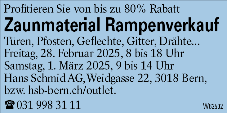 Zaunmaterial Rampenverkauf