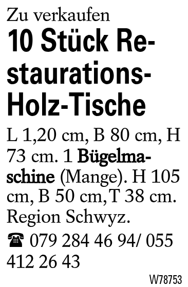 10 Stück Restaurations-Holz-Tische