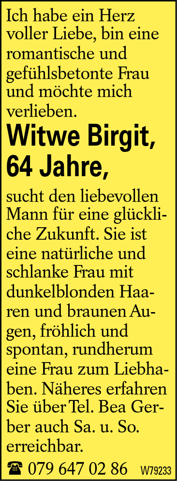 Witwe Birgit, 64 Jahre,