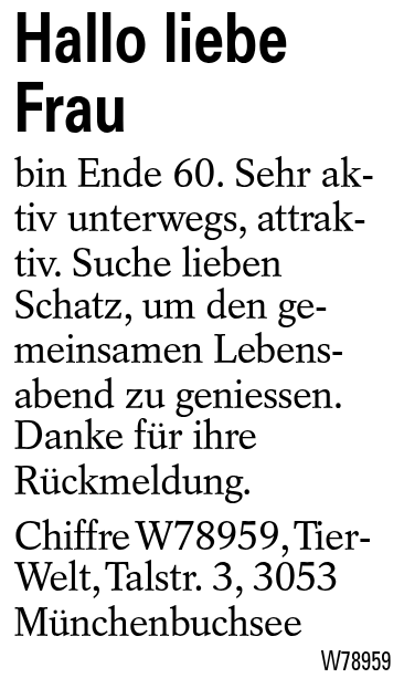 Hallo liebe Frau