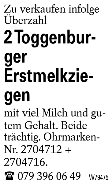 2 Toggenburger Erstmelkziegen