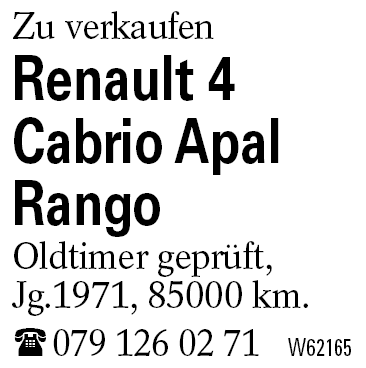 Renault 4 Cabrio Apal Rango