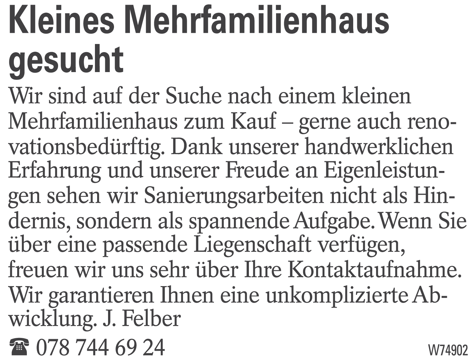 kleines Mehrfamilienhaus gesuc