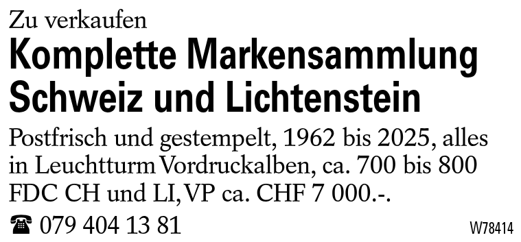 Komplette Markensammlung Schweiz und Lichtenstein