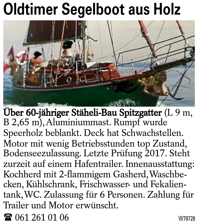 Oldtimer Segelboot aus Holz