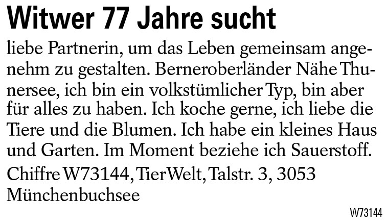 Witwer 77 Jahre sucht