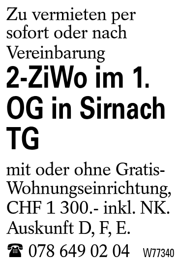 2-ZiWo im 1. OG  in Sirnach TG