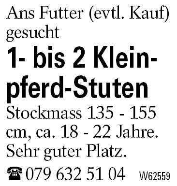 1- bis 2 Kleinpferd-Stuten