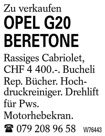 OPEL G20 BERETONE