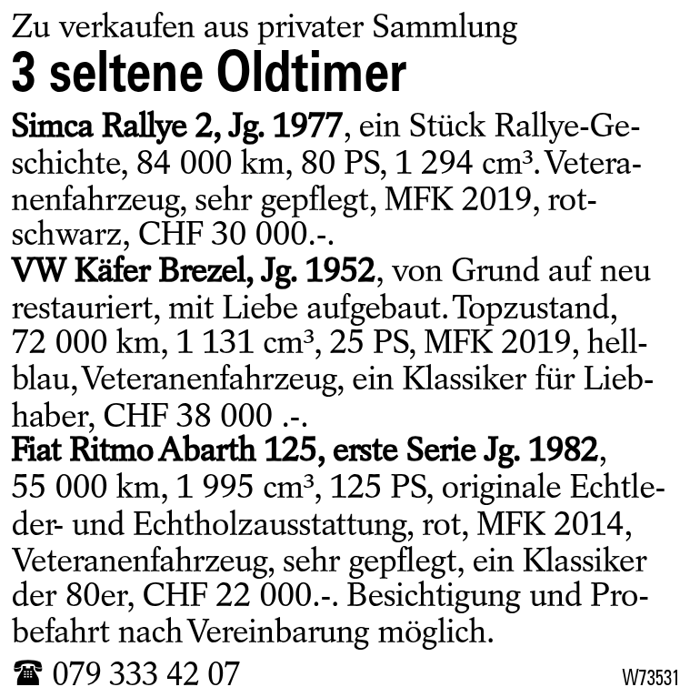 3 seltene Oldtimer