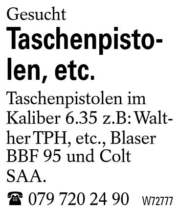 Taschenpistolen, etc.