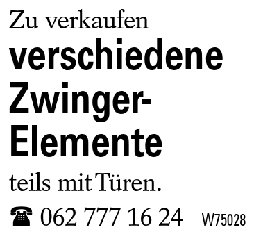 verschiedene Zwinger-Elemente