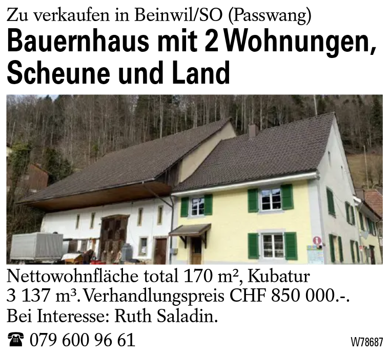 Bauernhaus mit 2 Wohnungen, Scheune und Land