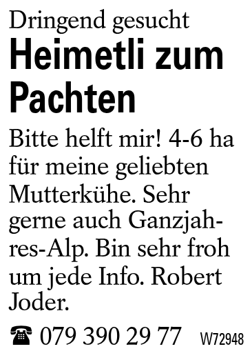 Heimetli zum Pachten