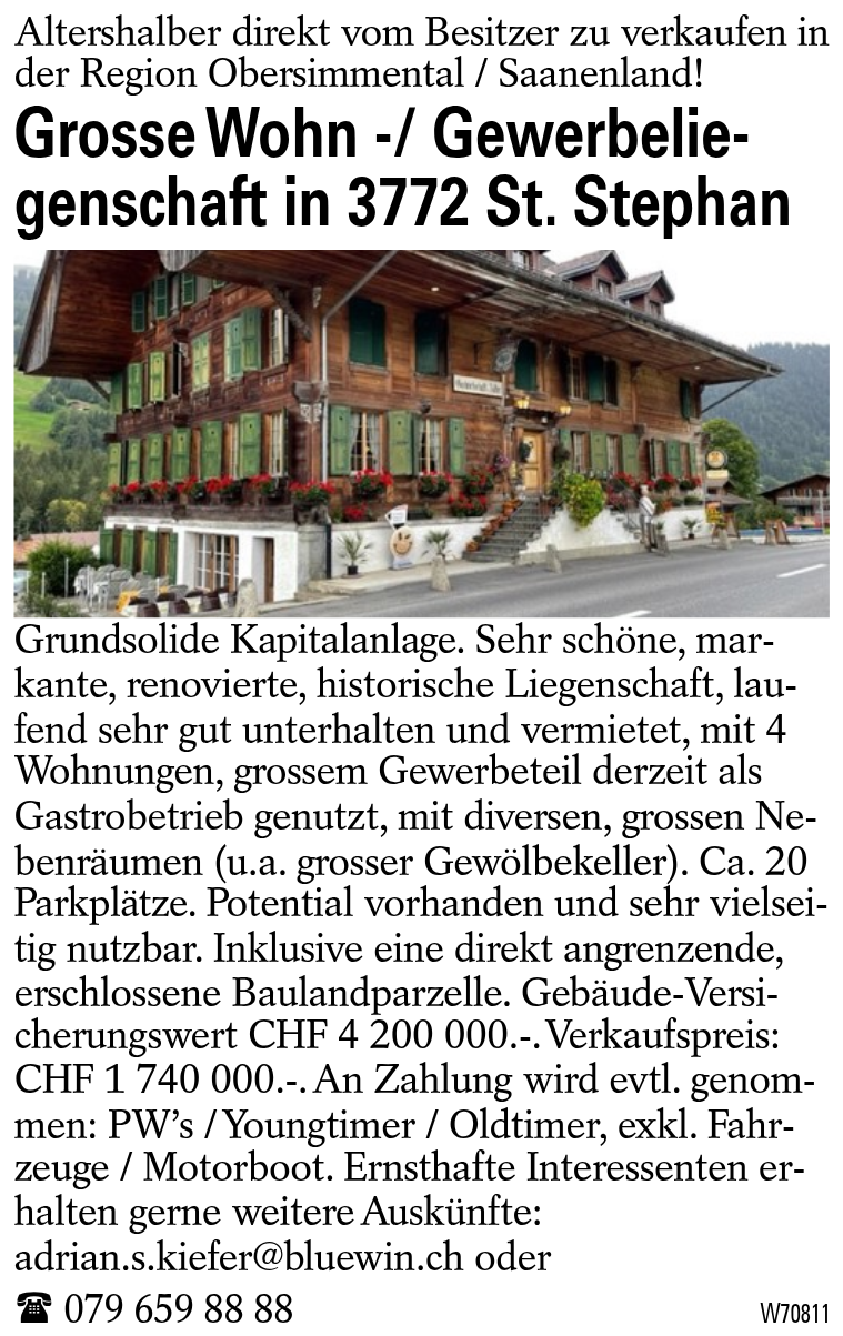 Grosse  Wohn -/ Gewerbeliegenschaft in 3772 St. Stephan