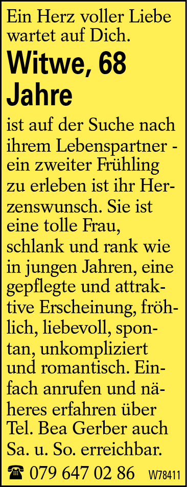 Witwe, 68 Jahre