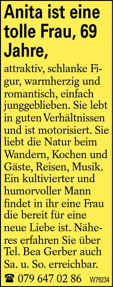Anita ist eine tolle Frau, 69 Jahre,