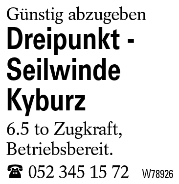Dreipunkt - Seilwinde Kyburz