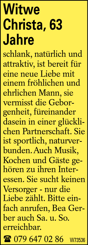 Witwe Christa, 63 Jahre