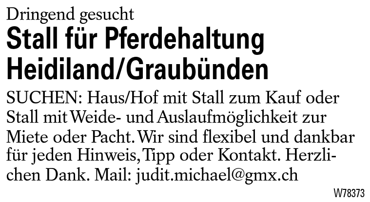 Stall für Pferdehaltung Heidiland/Graubünden