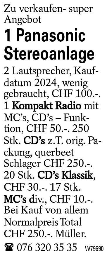 1 Panasonic Stereoanlage