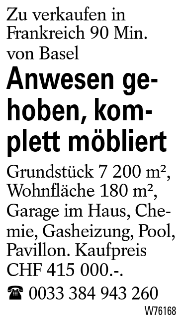 Anwesen gehoben, komplett möbliert
